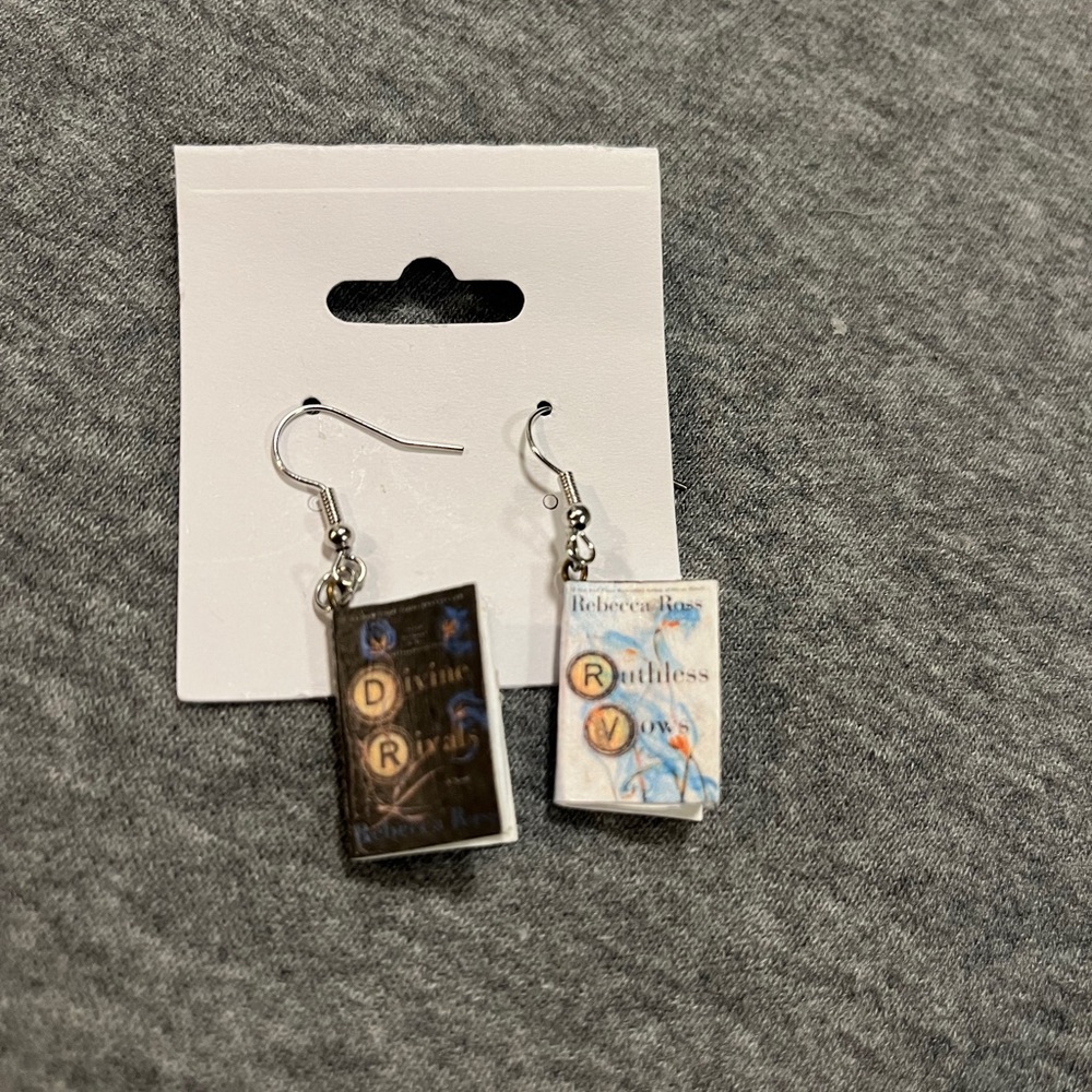 Divine rivals ruthless vows mini book earrings